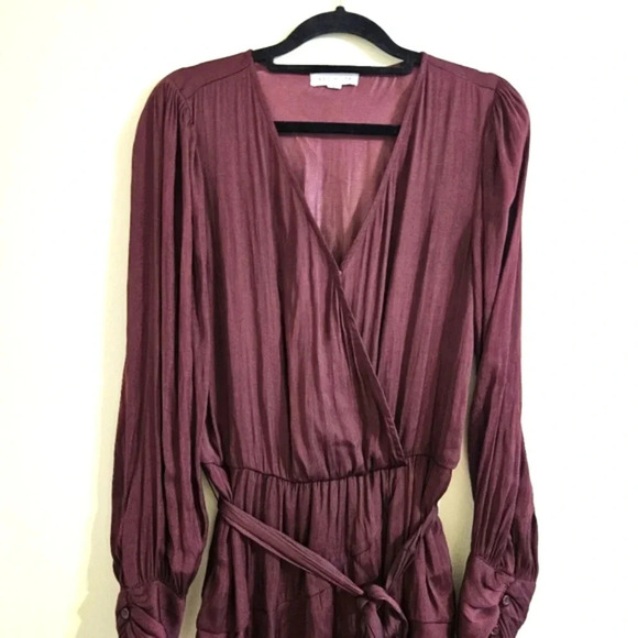 Socialite Burgundy Faux Wrap Dress - Picture 3 of 6